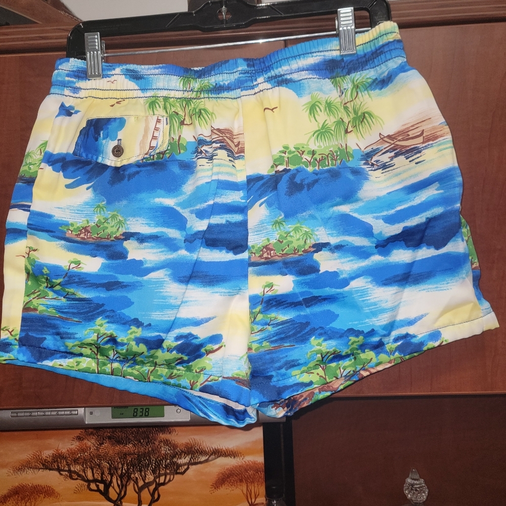 #128 Vintage Hawaiian theme swimming trunks size M made in Hawaii
